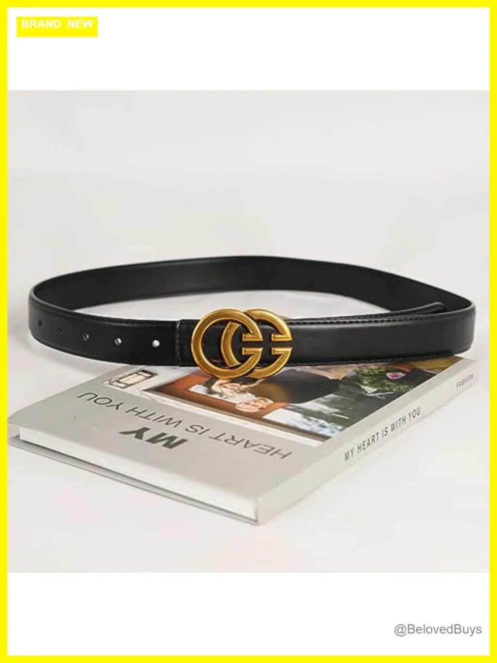 Women's Classic Metal Buckle Faux Leather Waist Belt for Jeans or Dress